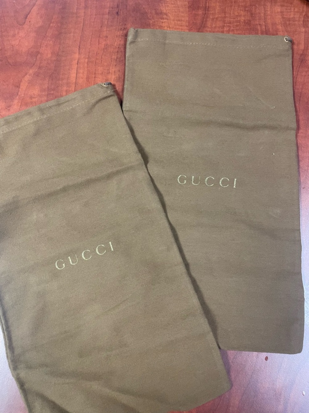 Two Gucci Brown Canvas Dust Bag with Gold Logo